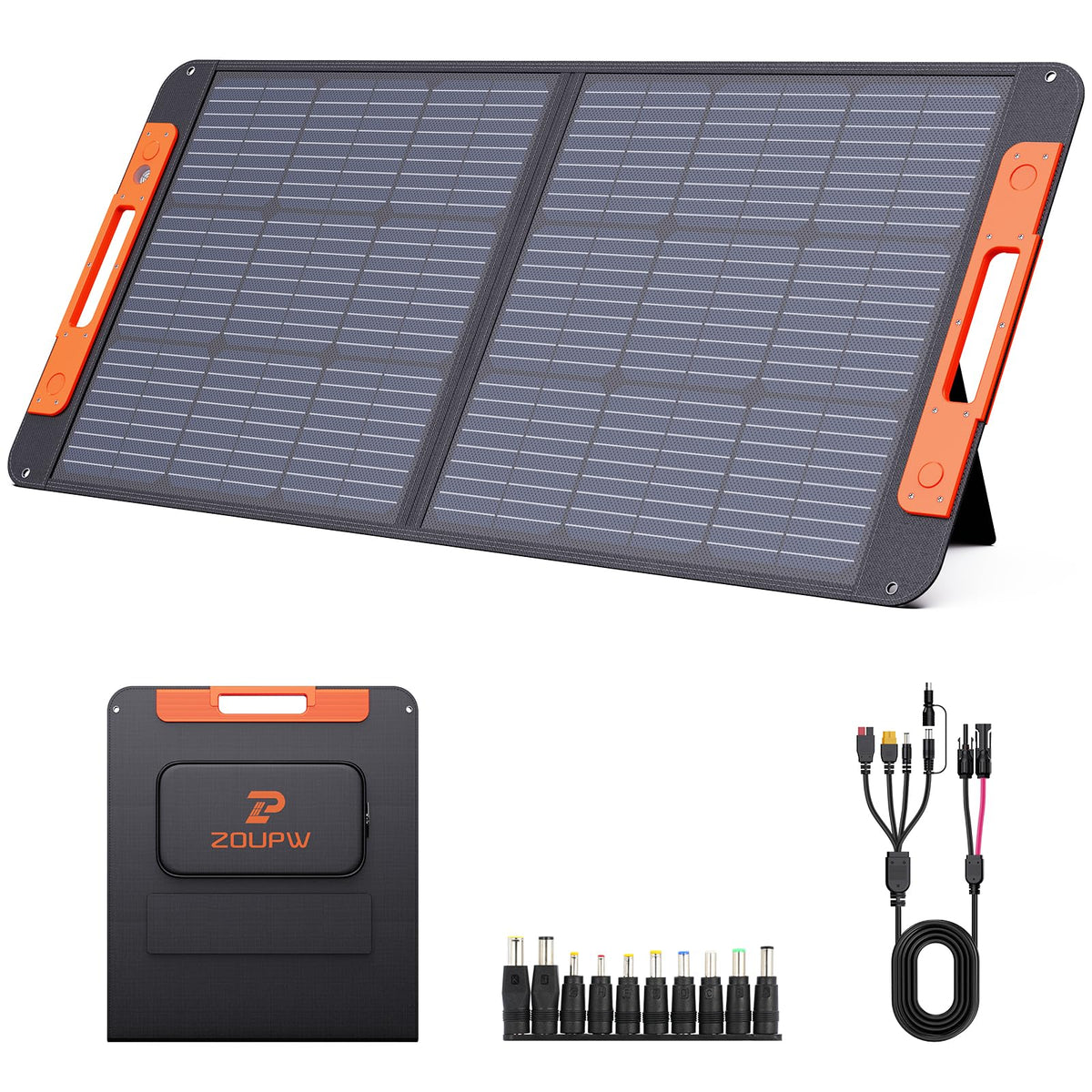 ZOUPW 100W portable solar panel folded view for camping and travel