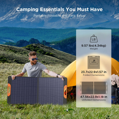 ZOUPW panel with 45-degree adjustable kickstands for optimal sun exposure