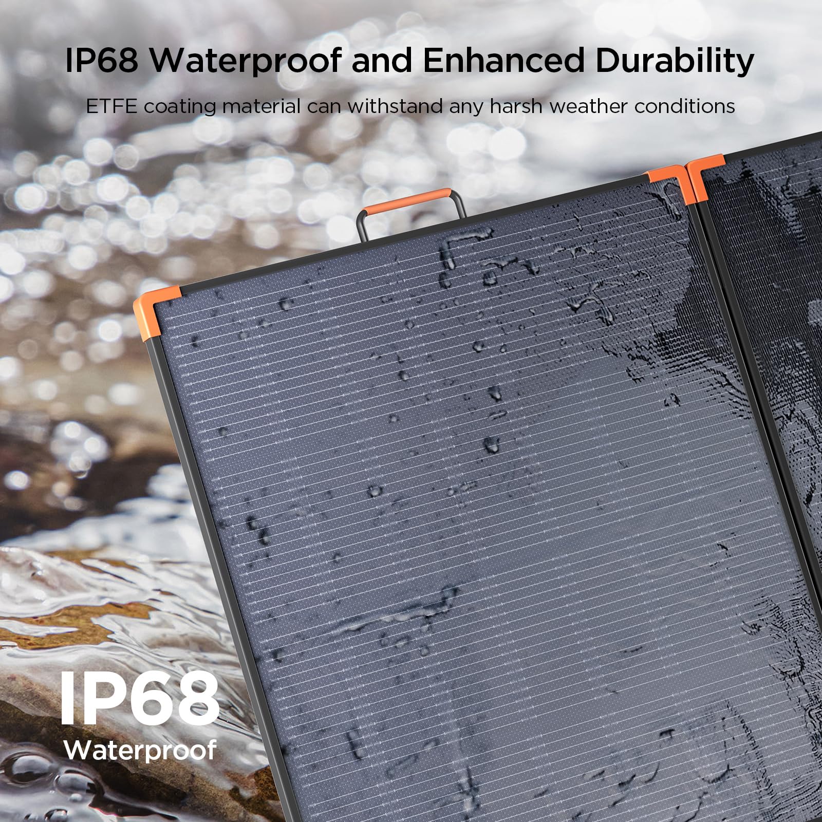 ZOUPW 180W solar panel folds magnetically for fast setup.