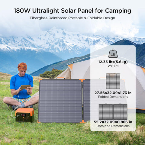 ZOUPW 180W solar panel universal cable kit enables multi-generator charging.