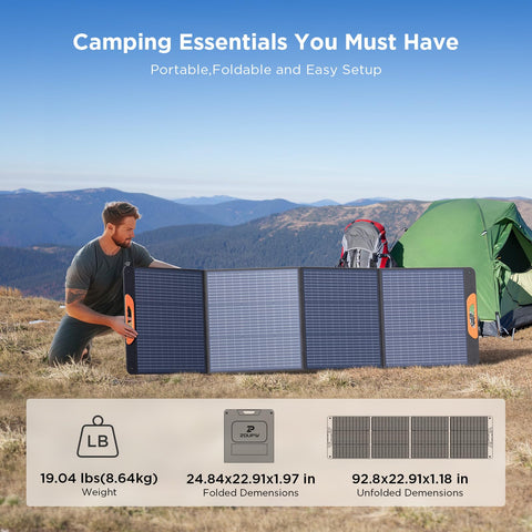 ZOUPW 220W solar panel compact folded profile for travel