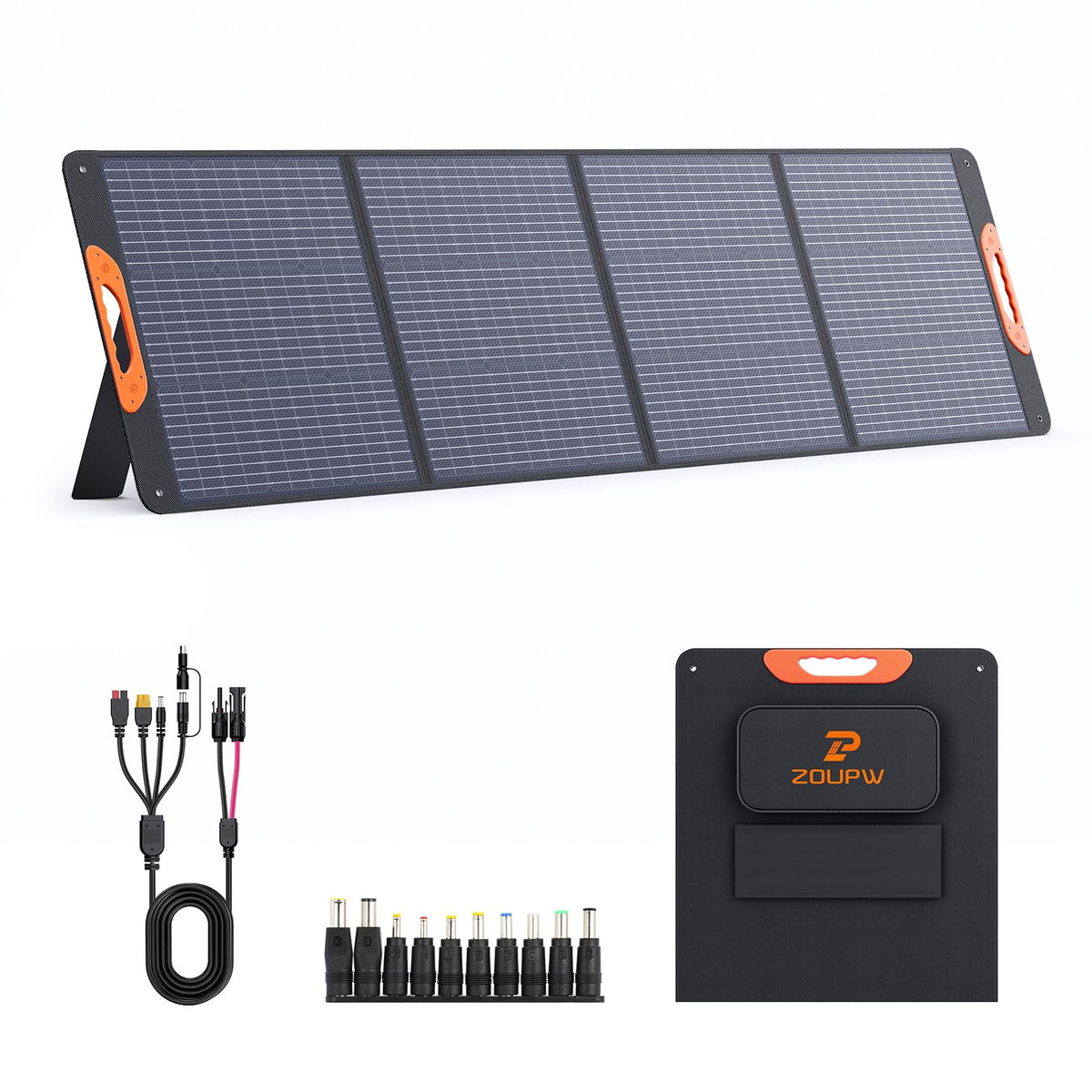 ZOUPW 220W solar panel folded front view for off-grid charging