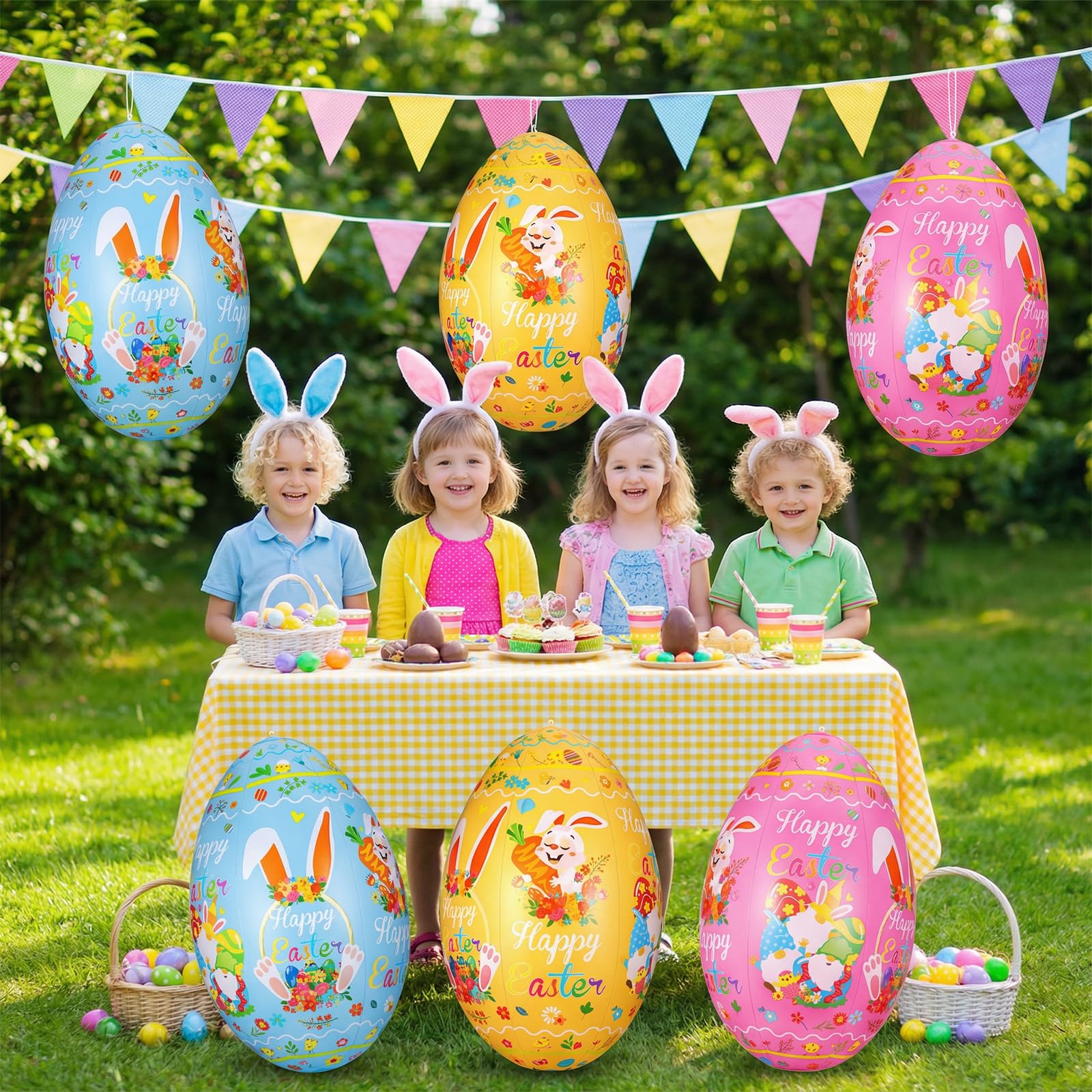 Zourglow inflatable Easter egg valve feature supports quick setup.