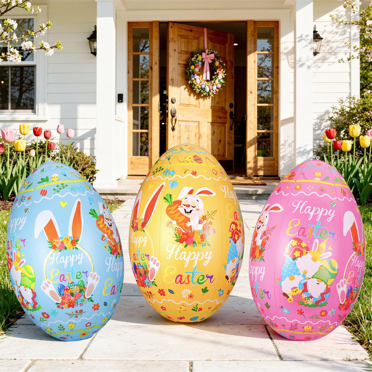 Zourglow Easter egg pink pattern boosts curb appeal for spring lawn decor.