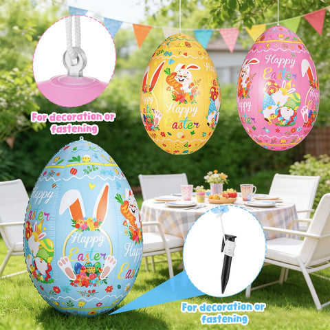 Zourglow yard display shows giant 24-inch eggs for festive spring gatherings.