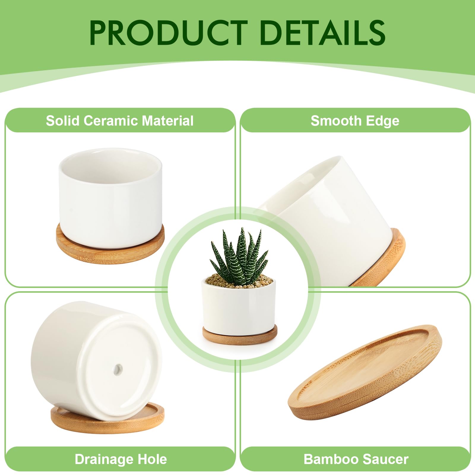 ZOUTOG ceramic pots with drainage holes for plant care