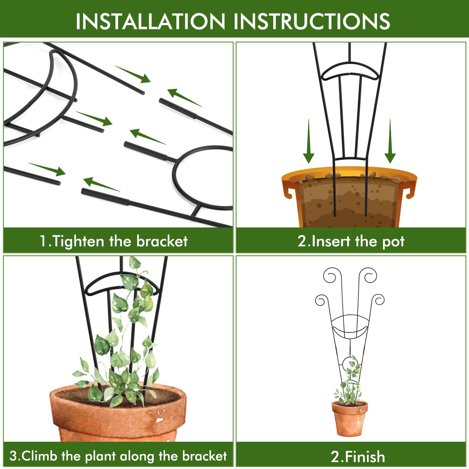 Disassemblable to 15 inches for flexible pot sizes
