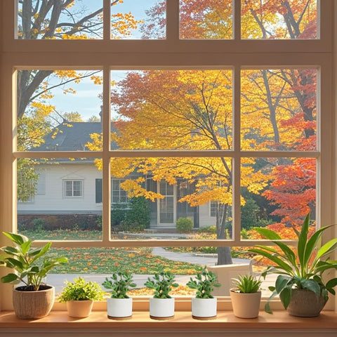 ZOUTOG windowsill with sunlit pots enhancing bright interior spaces.