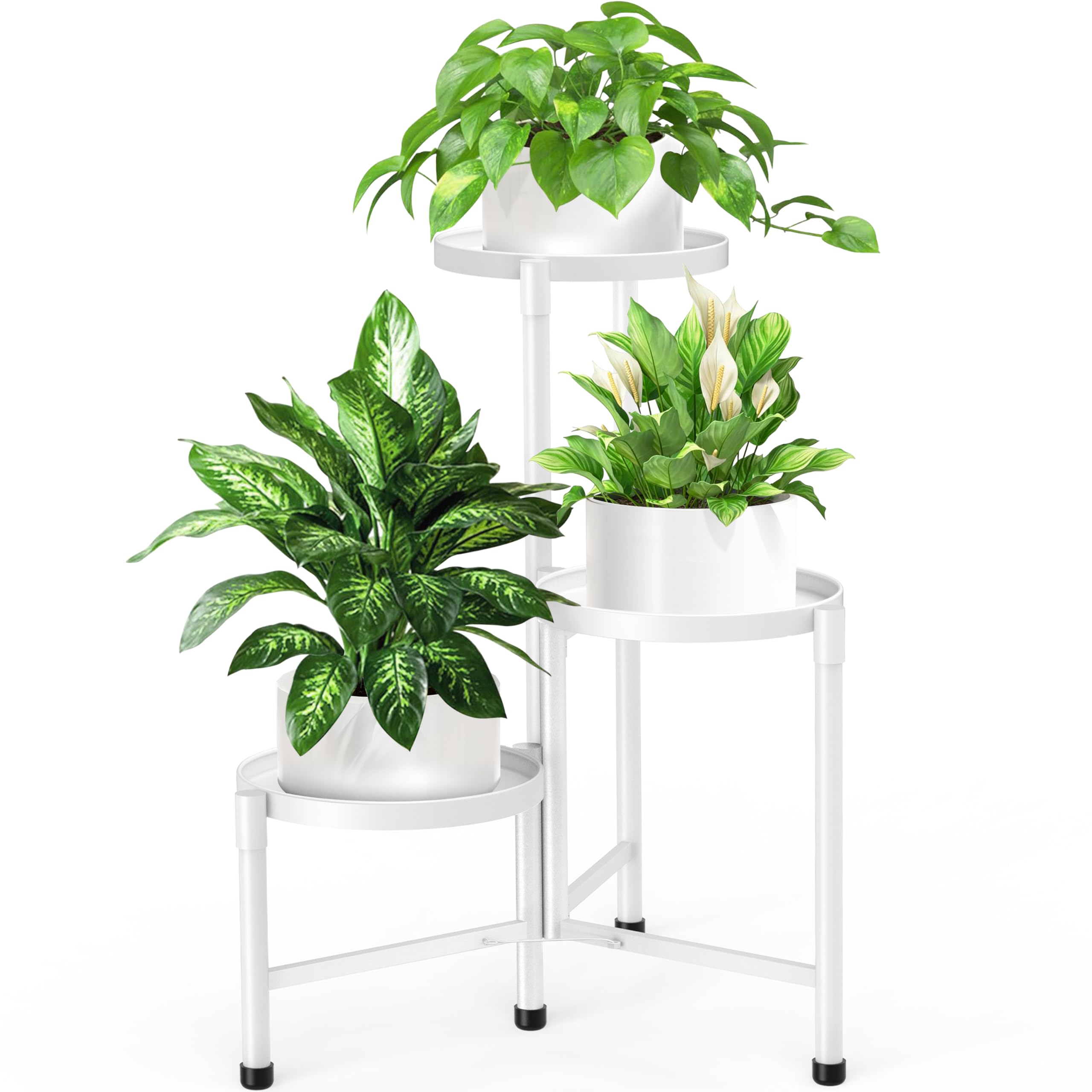 ZOXILEN 3-Tier corner plant stand white, space-saving indoor display
