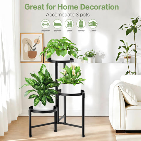 ZOXILEN 3-tier plant stand accommodates different pot sizes with spiral layout