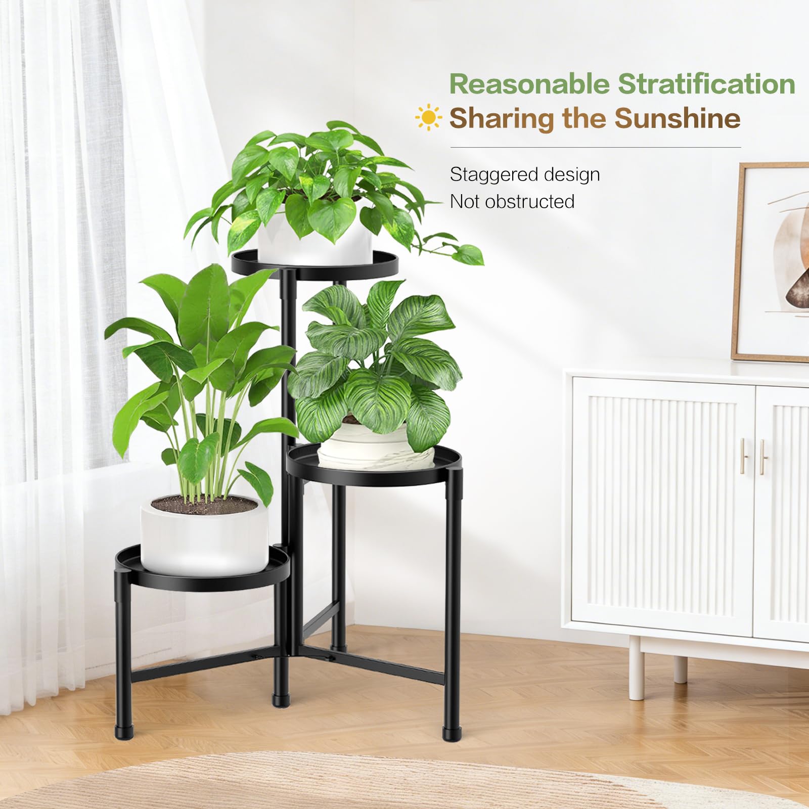 ZOXILEN 3-tier plant stand in a living room setting