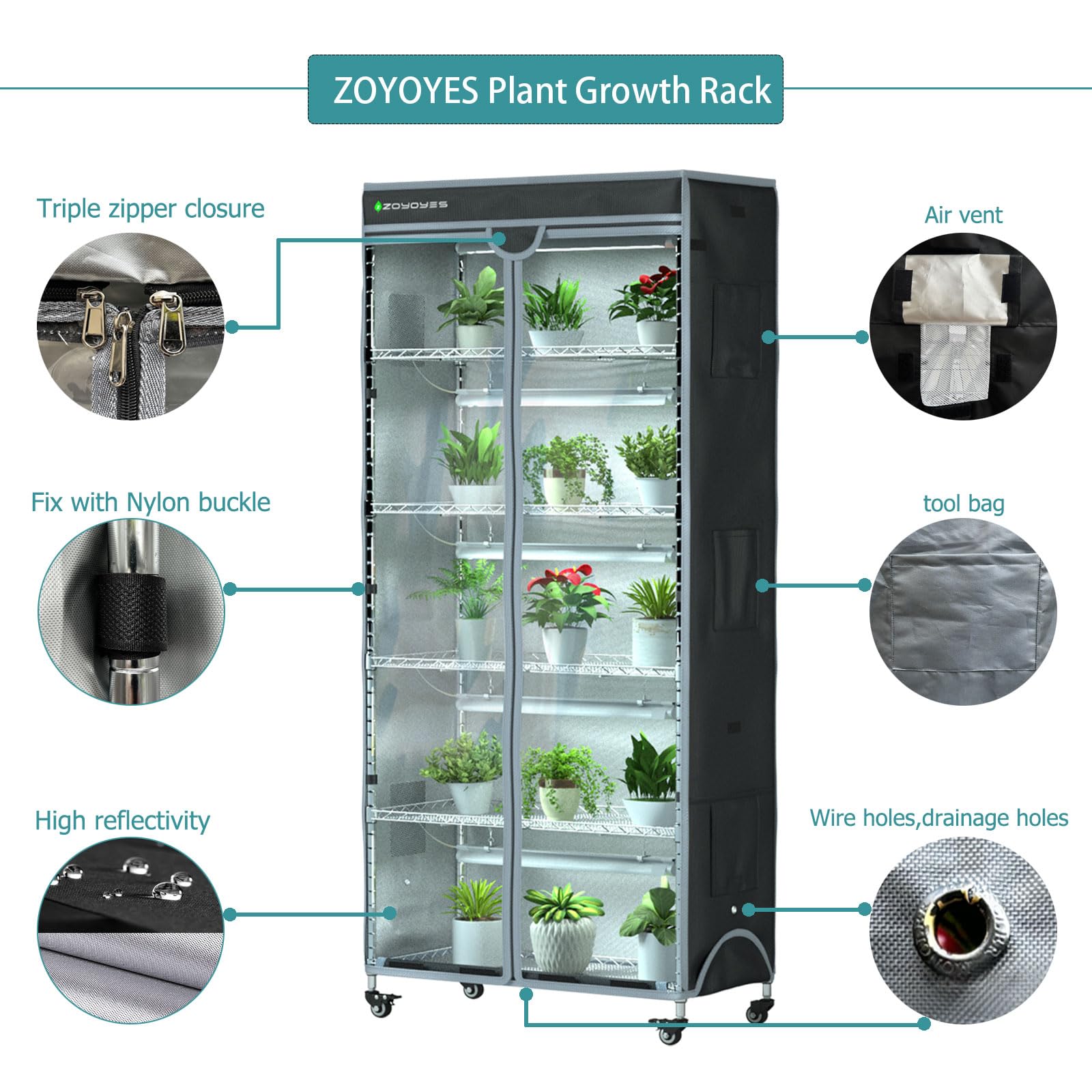 ZOYOYES 5 T8 grow lights provide full-spectrum illumination for healthier growth.