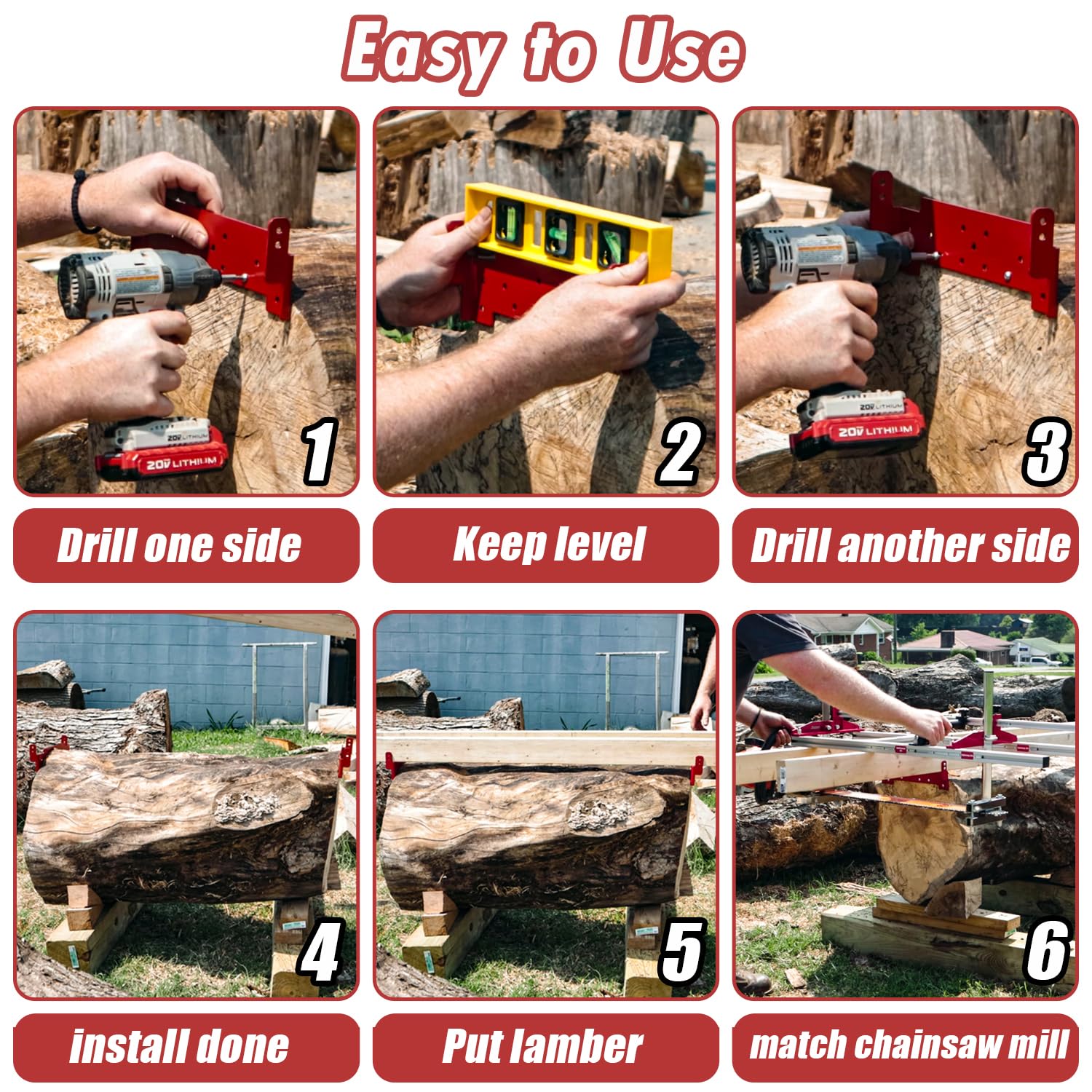 Zozen chainsaw mill showing adjustable dimensions for plank sizing