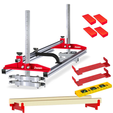 Zozen chainsaw mill assembled setup performing straight cuts on a log