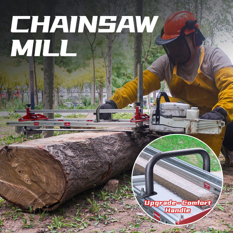 Zozen Chainsaw Mill ergonomic handle improves grip and stability during milling.