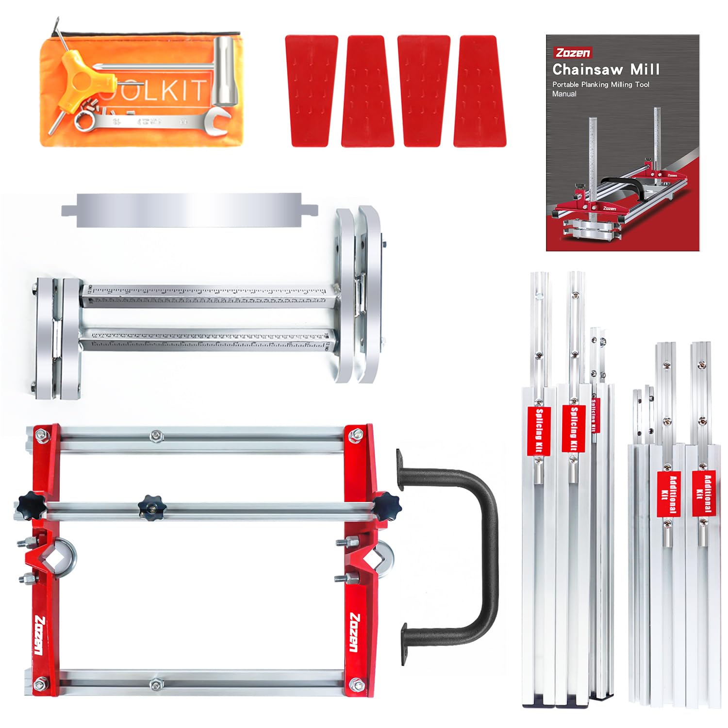 Zozen Chainsaw Mill adjustable slab height and width for precise milling tasks.