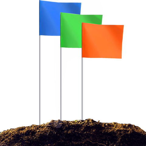 Zozen marking flags: 60 orange flags for high-visibility lawn marking.