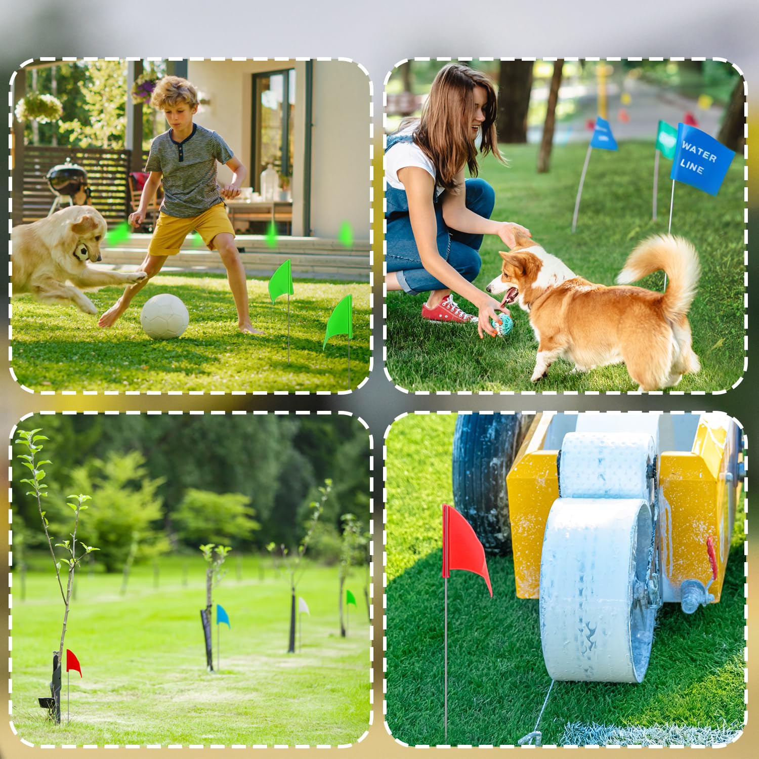Weather-resistant PVC Zozen flags stay visible for reliable field marking.