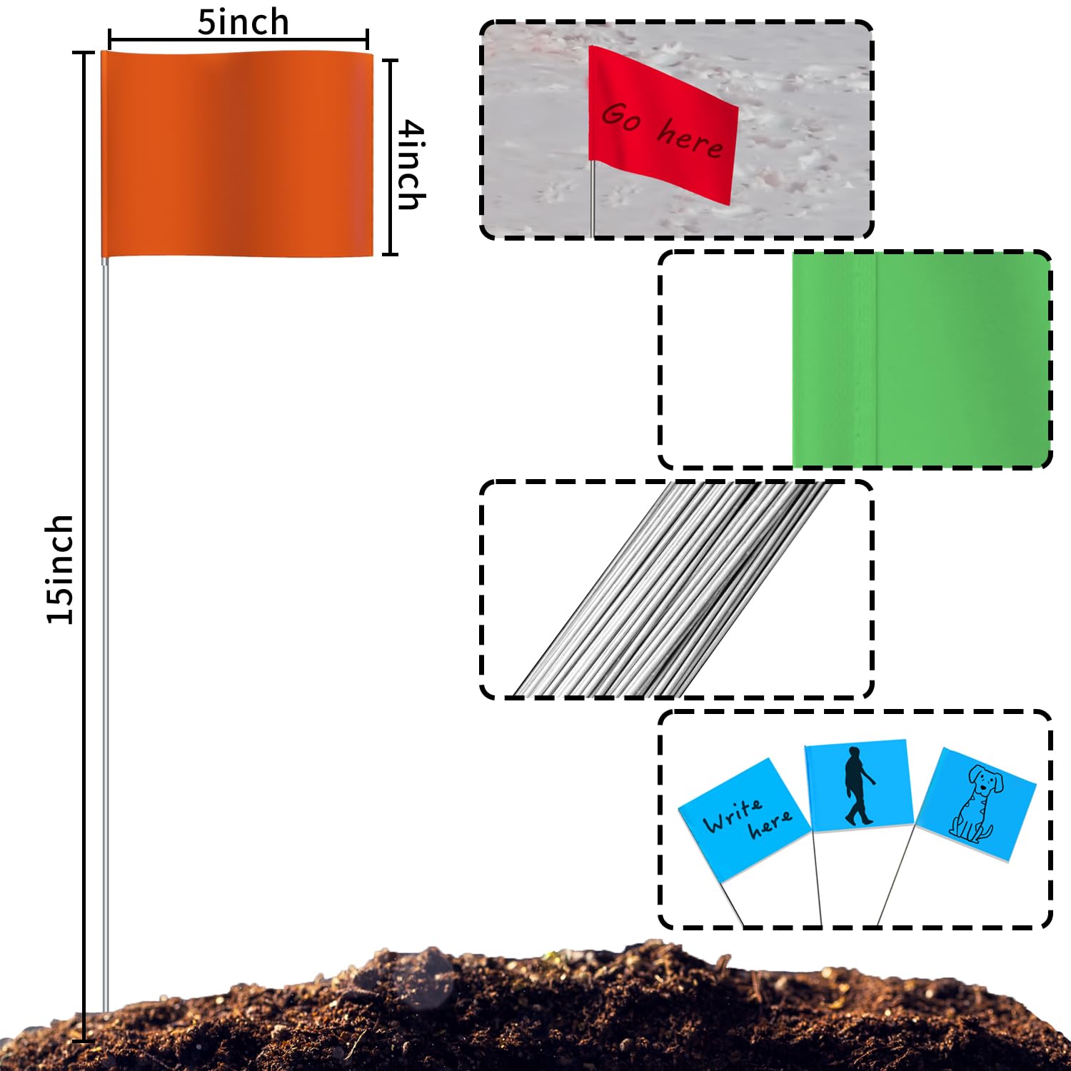 White Zozen marking flags for precise boundary marking