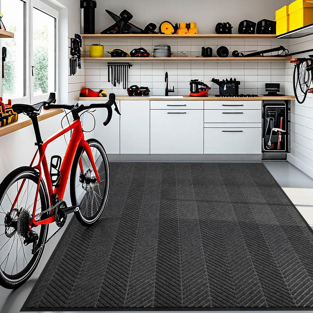 ZPAI 5x7 front-door mat with groove pattern traps dirt at the threshold.