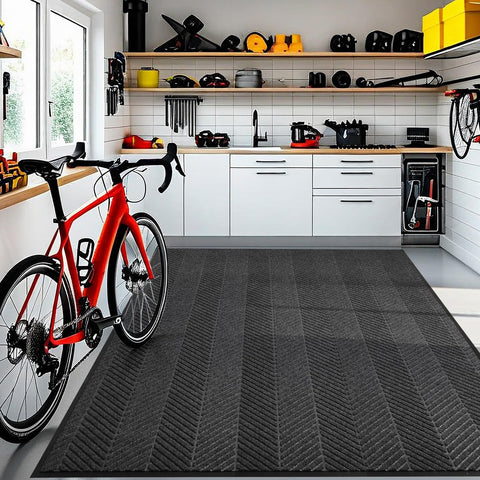 ZPAI 5x7 front-door mat with groove pattern traps dirt at the threshold.