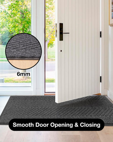 ZPAI charcoal-grey entry mat complements décor while catching dirt.