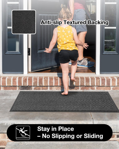 ZPAI heavy-duty polyester front mat withstands high traffic.