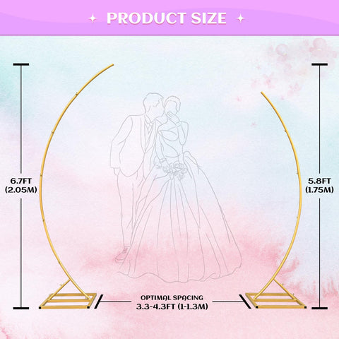 ZpigToor half moon arch backdrop gold base supports balloons and flowers securely