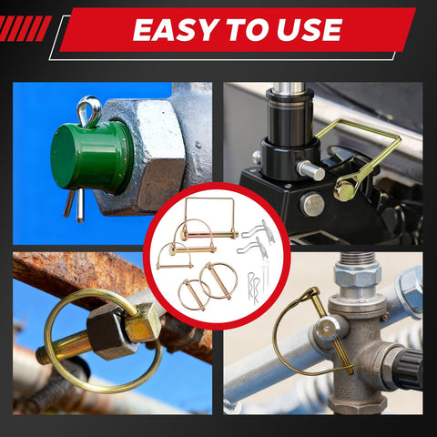 Zpiohio cotter pin kit demonstrating broad compatibility with tractors, trailers, and mowers.