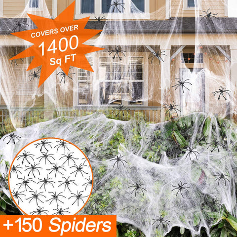 ZPISF Spider Webs with 150 extra spiders add realistic fright.