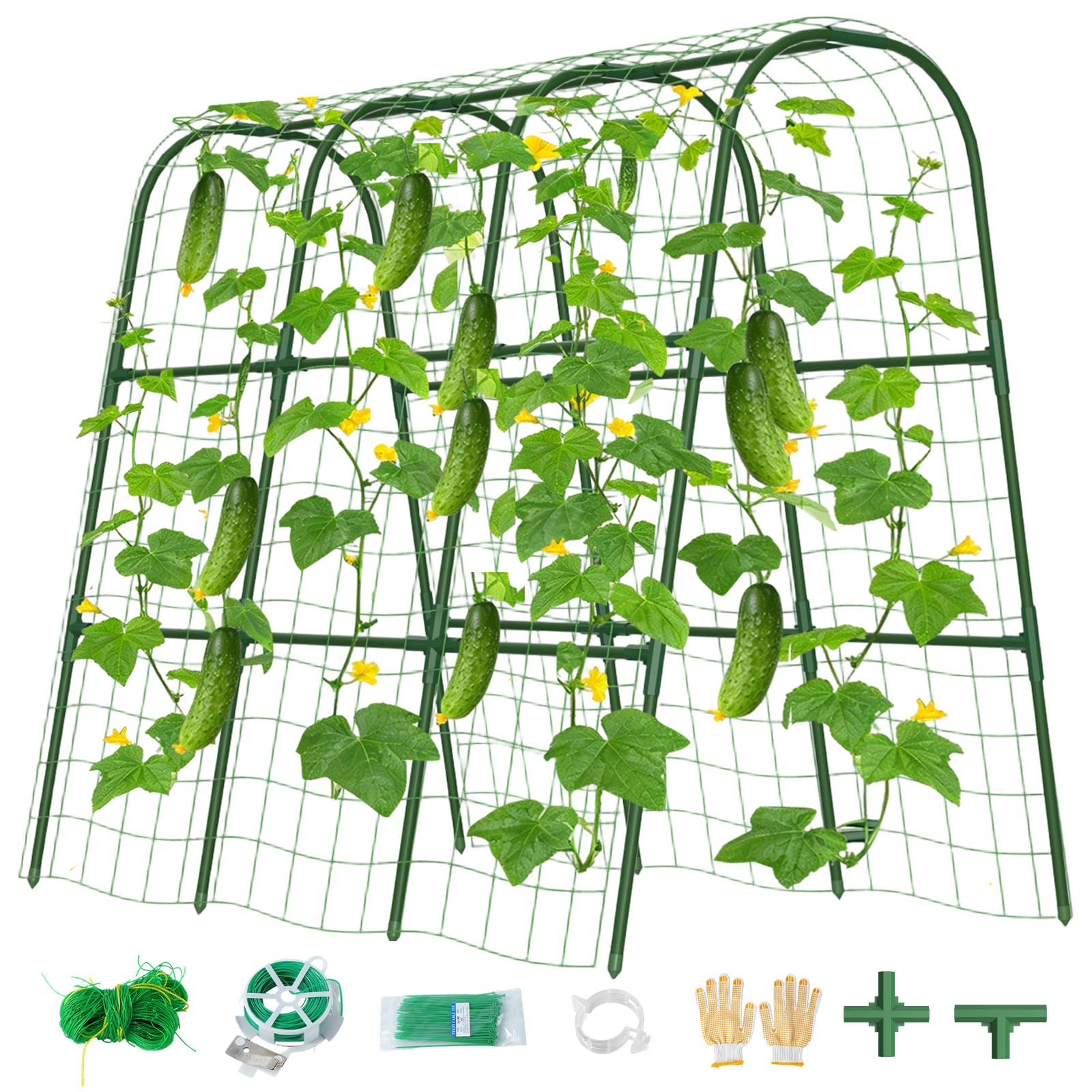 ZPMOCKAQ cucumber trellis U-shape arch supports climbing plants in raised beds.