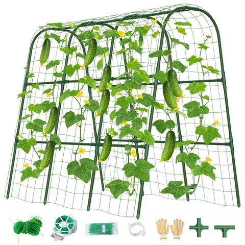 ZPMOCKAQ cucumber trellis U-shape arch supports climbing plants in raised beds.