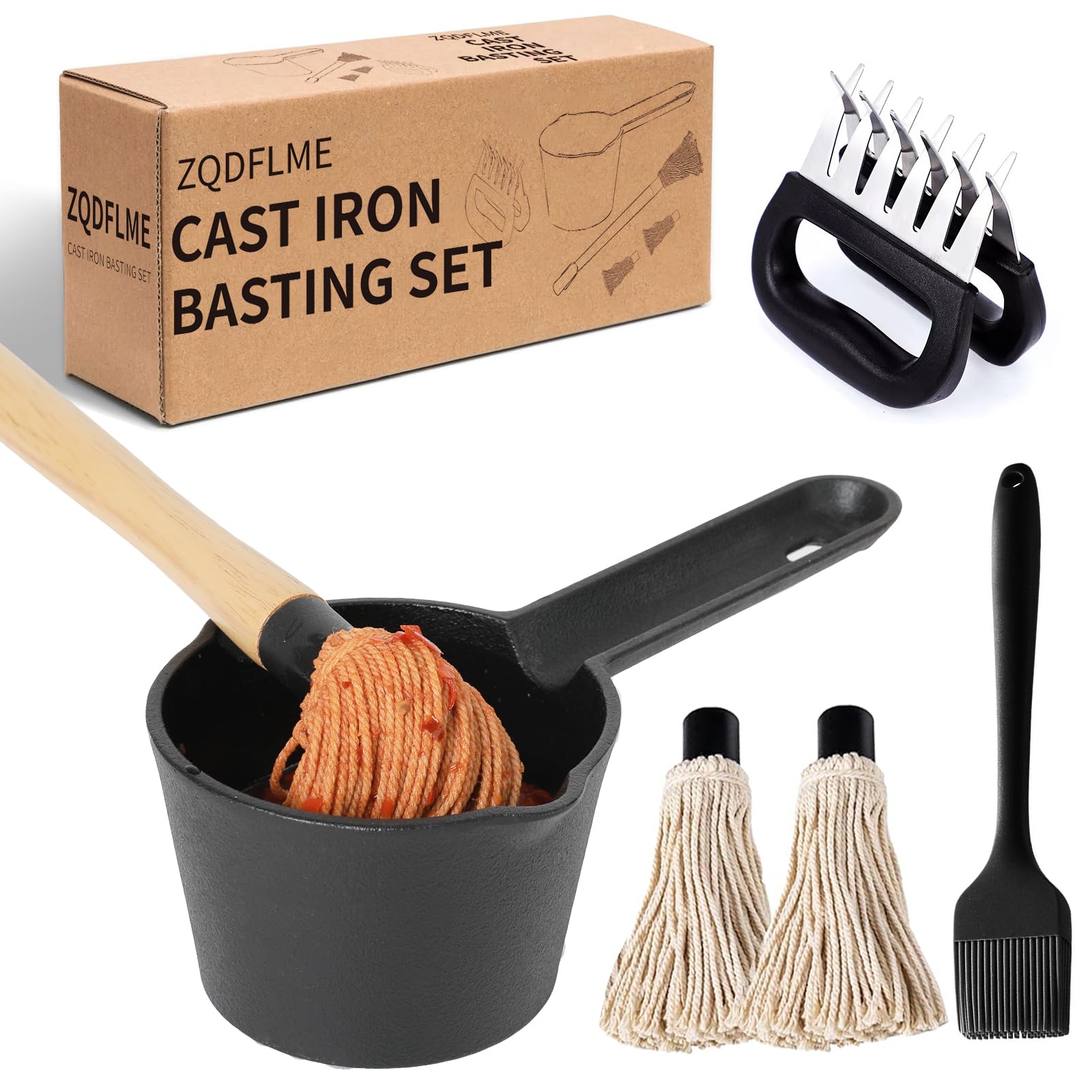 ZQDFLME BBQ Mop Brush demonstrates even sauce coverage for juicy grilled meat