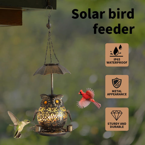ZQMHJT bird feeder includes water cups for birds to sip during visits.
