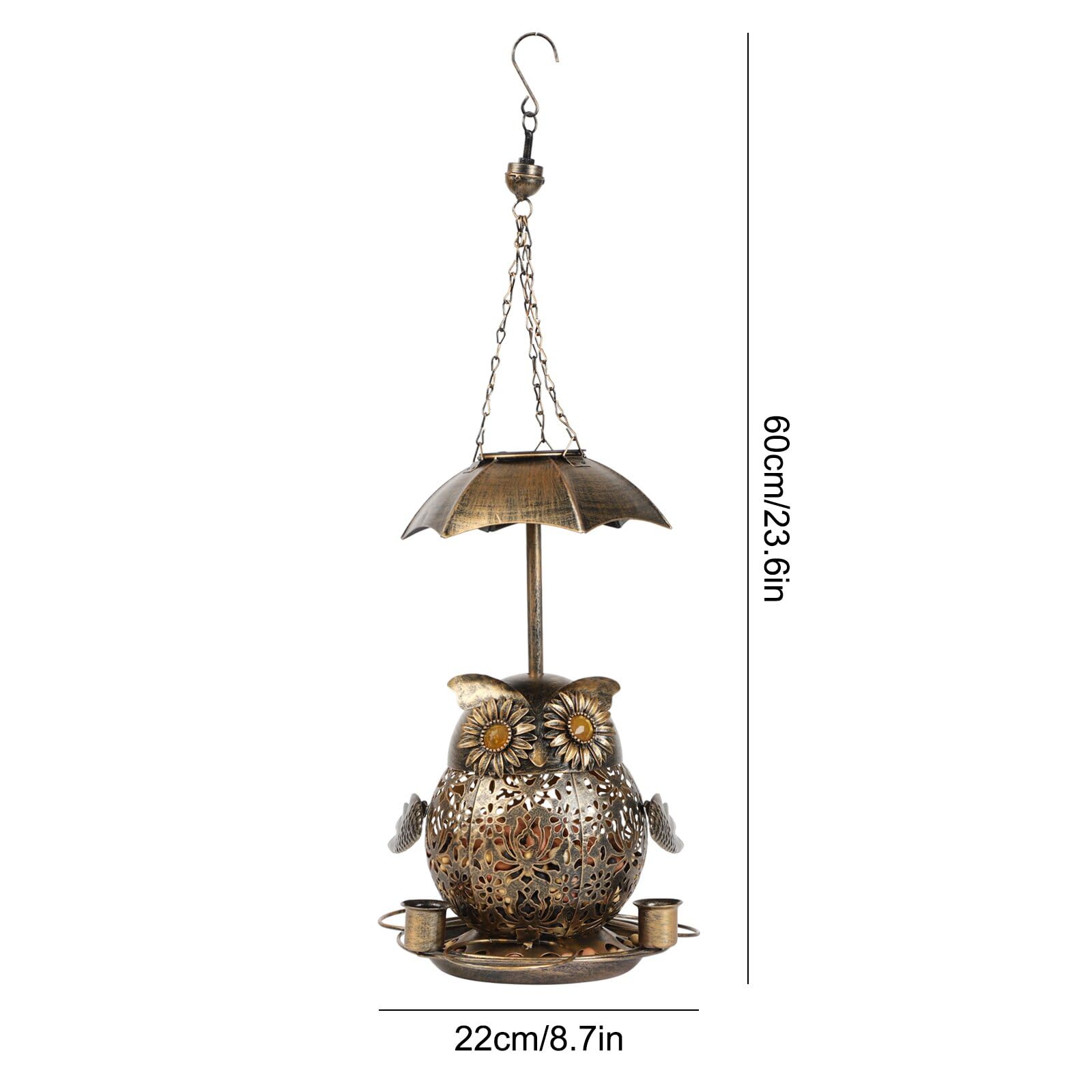 ZQMHJT outdoor bird feeder with solar lamp lights at dusk to delight garden visitors.