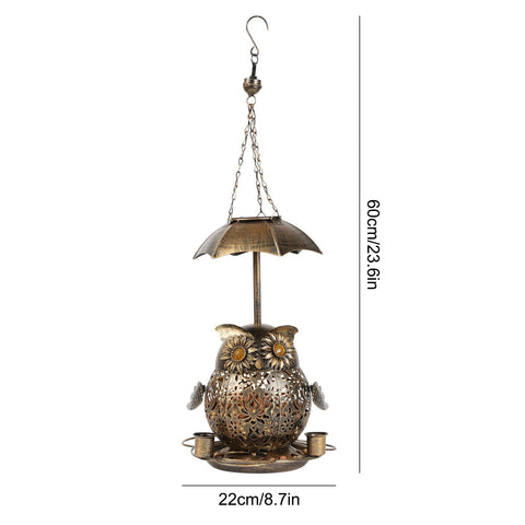 ZQMHJT outdoor bird feeder with solar lamp lights at dusk to delight garden visitors.