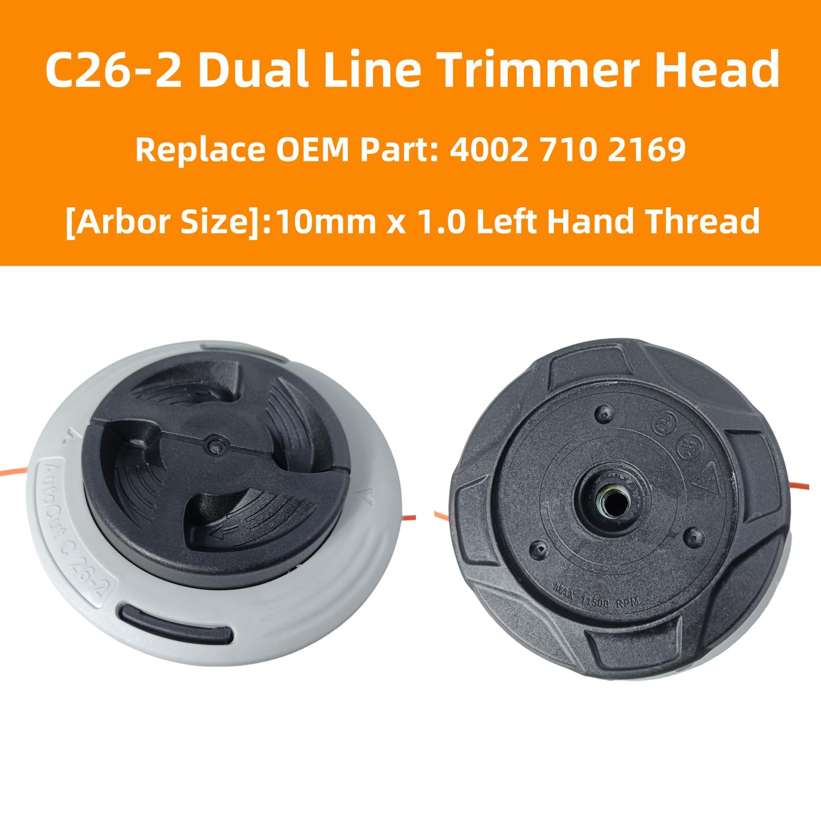 Zqqalitize C26-2 dual line trimmer head back view for stable mounting