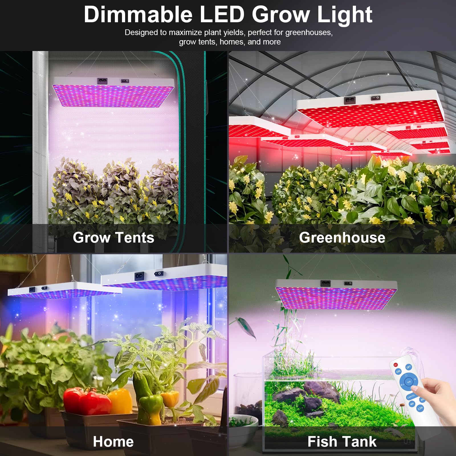 ZRYBOMY optimized red and blue spectrum aids vegetative growth and flowering.