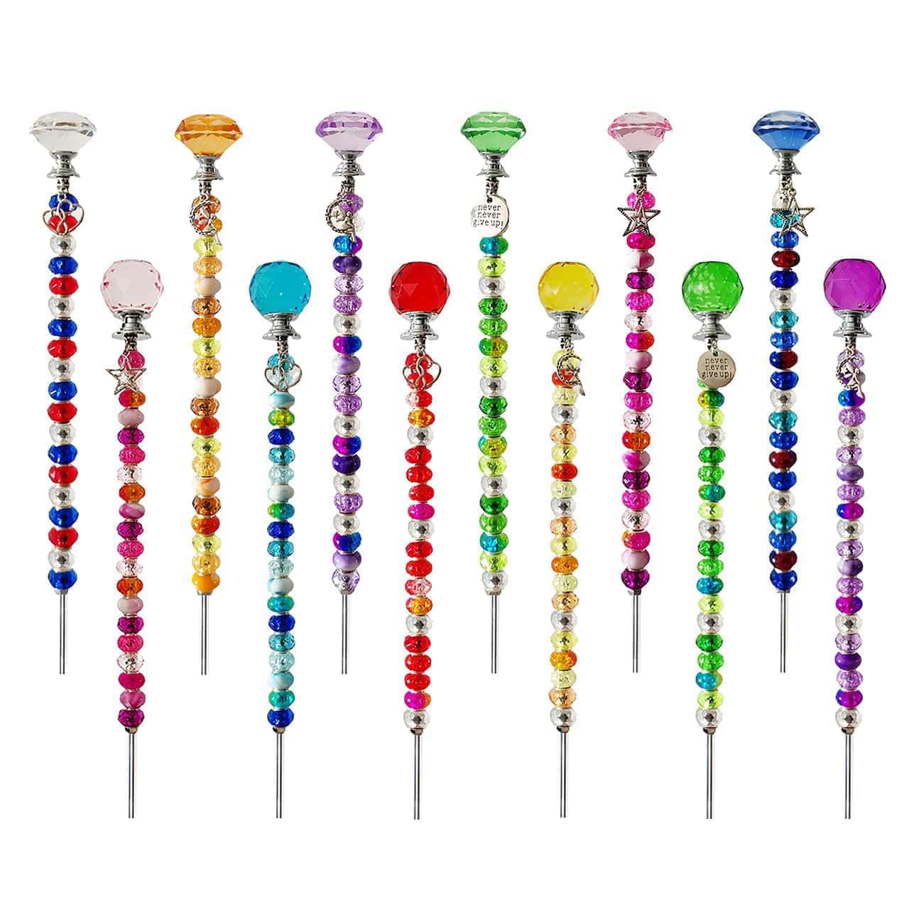 ZSlactp 290Pcs Beaded Garden Stakes Kit ready for colorful fairy garden decor