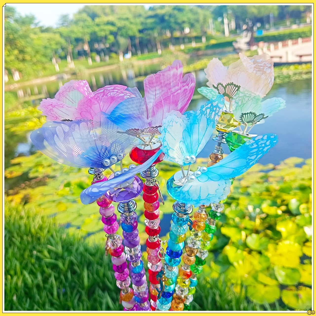 ZSlactp finished butterfly garden stake display for outdoor charm.