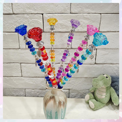 ZSlactp garden stake display setup showing charming wand arrangements.