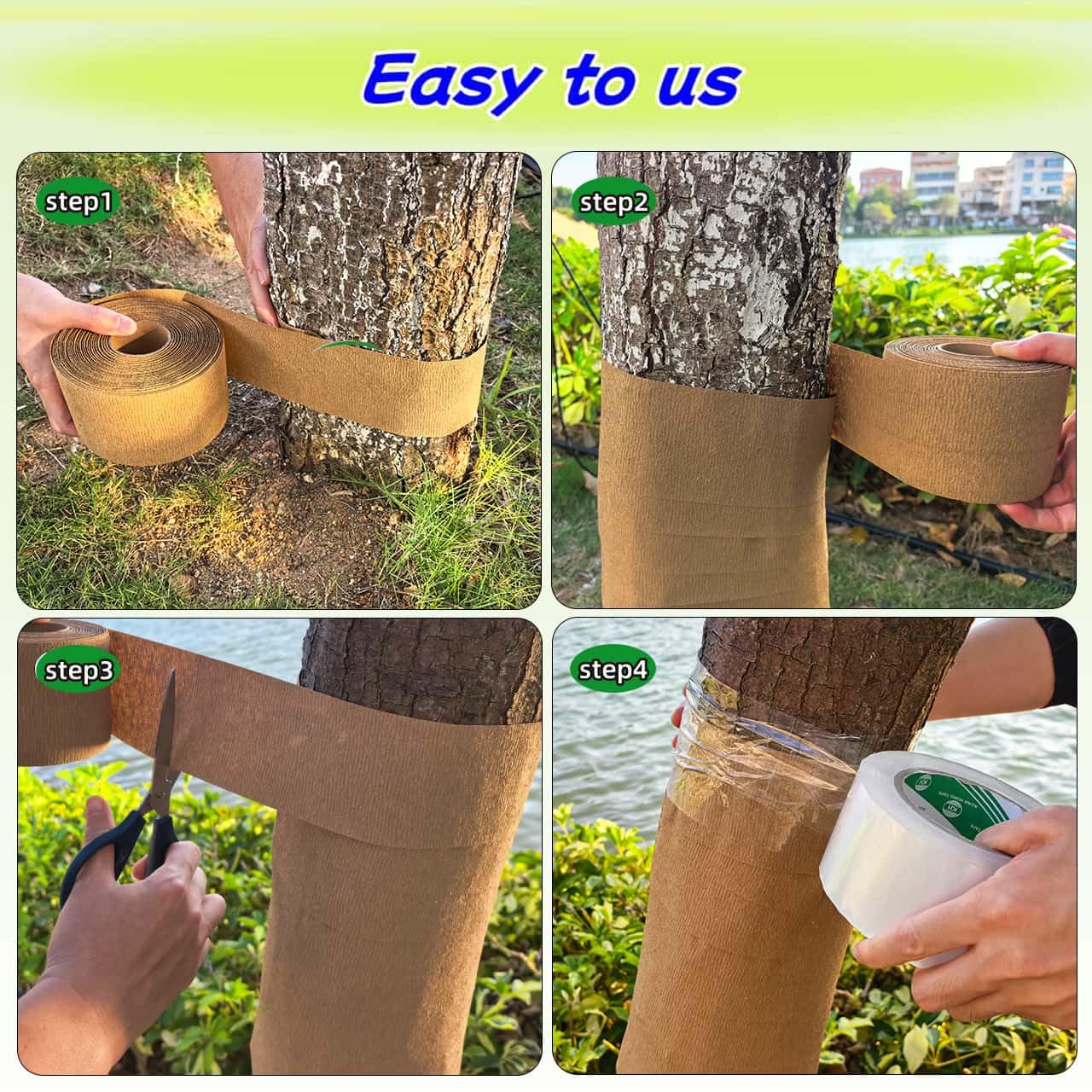 Tear-resistant material demonstrates durability for outdoor tree protection.