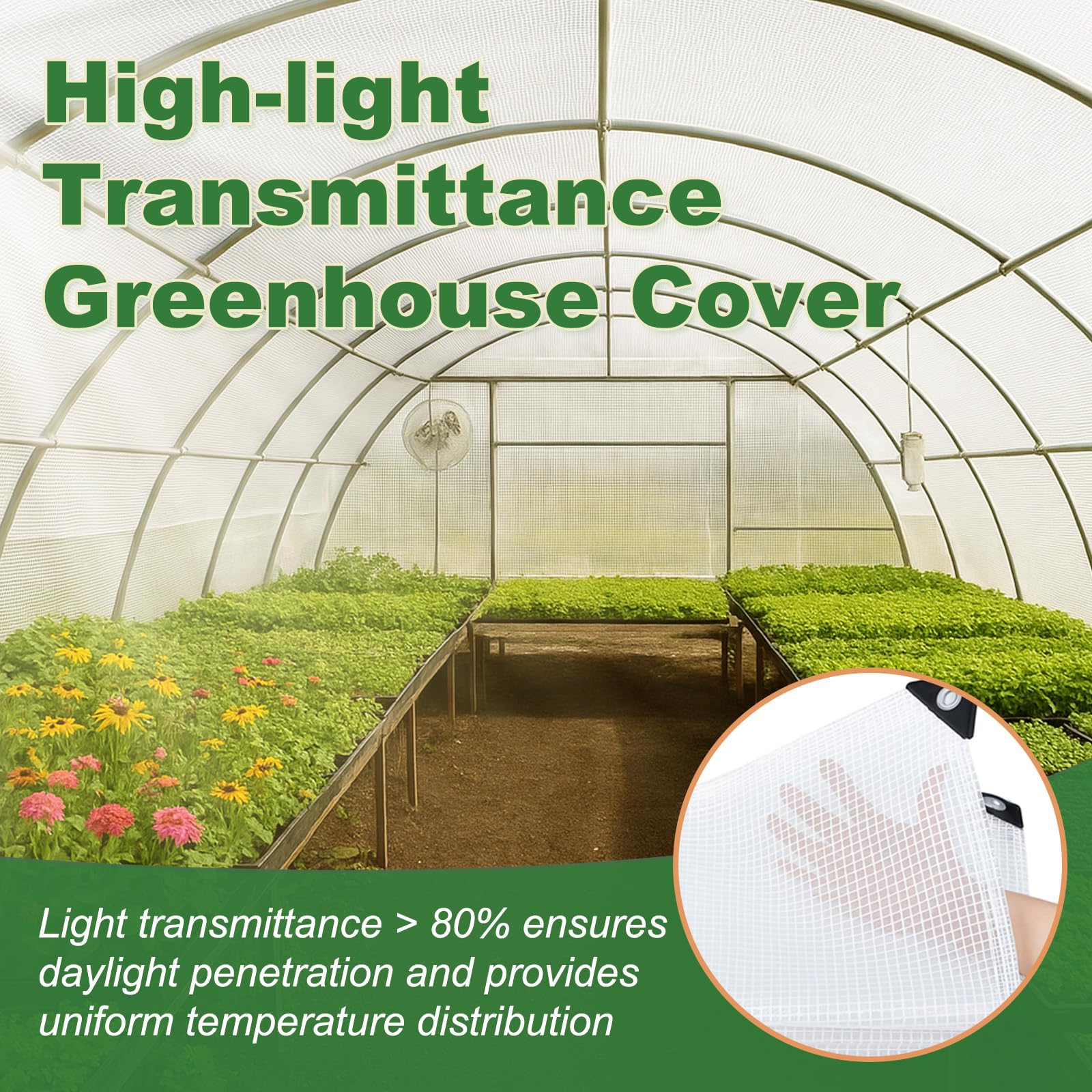 ZSLTLDU greenhouse cover reinforced grommets for secure setup.