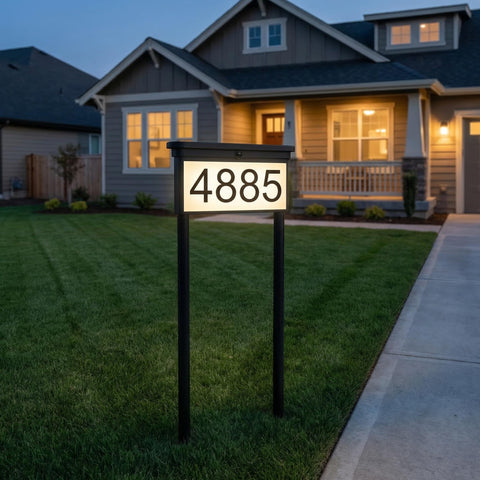 ZSYIQIXI solar house-number sign with stake for bright outdoor nighttime visibility.