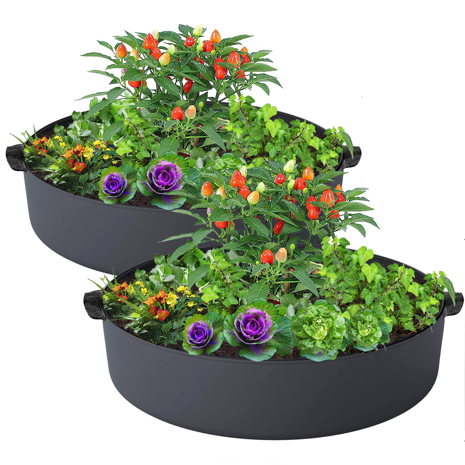 ZtohPyo 2-pack 50-gallon fabric grow bags for durable planting.