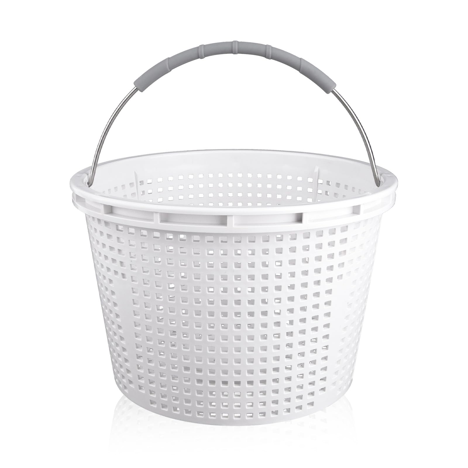 ZTTM 8-inch white pool skimmer basket with easy-to-grip handle.