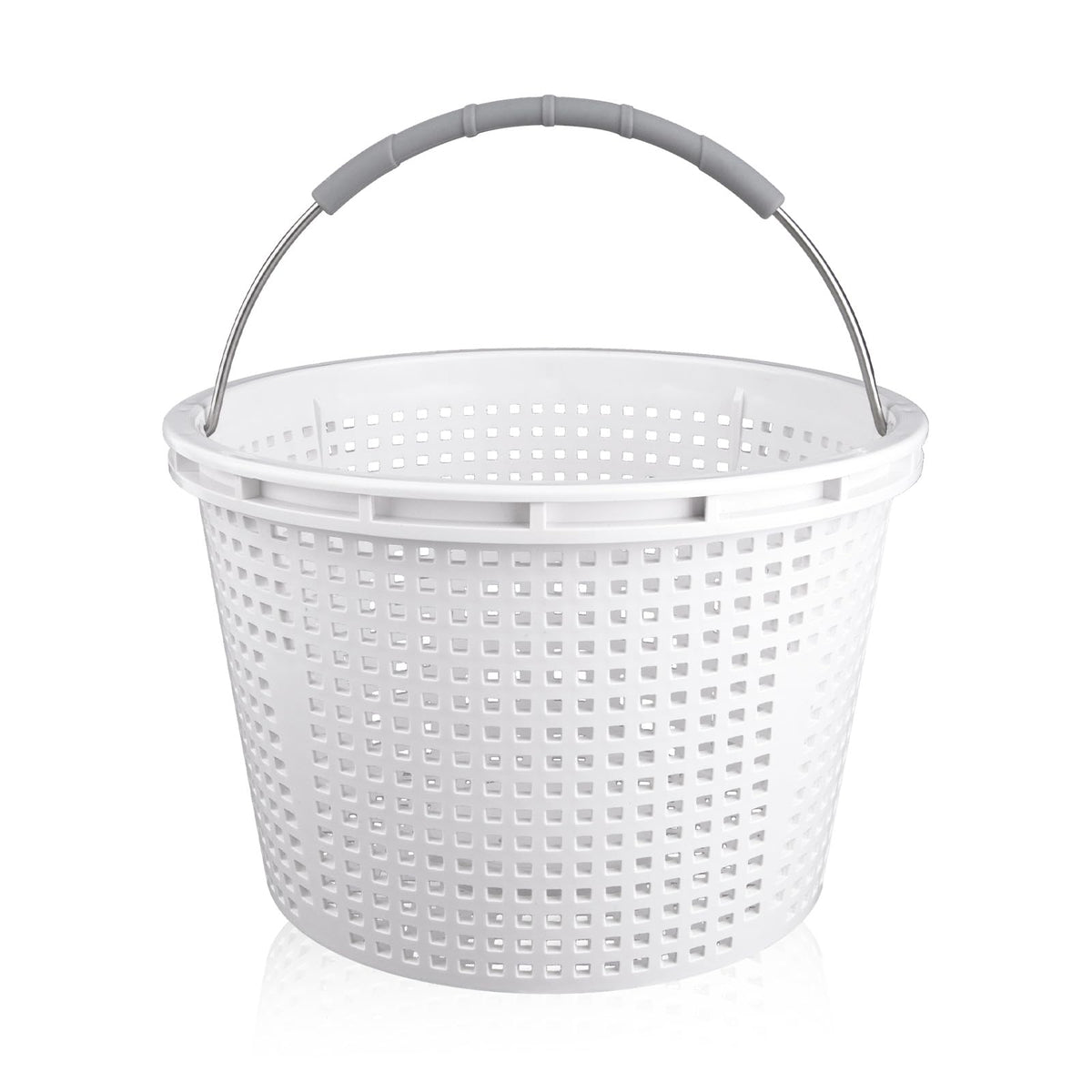ZTTM 8-inch white pool skimmer basket with easy-to-grip handle.