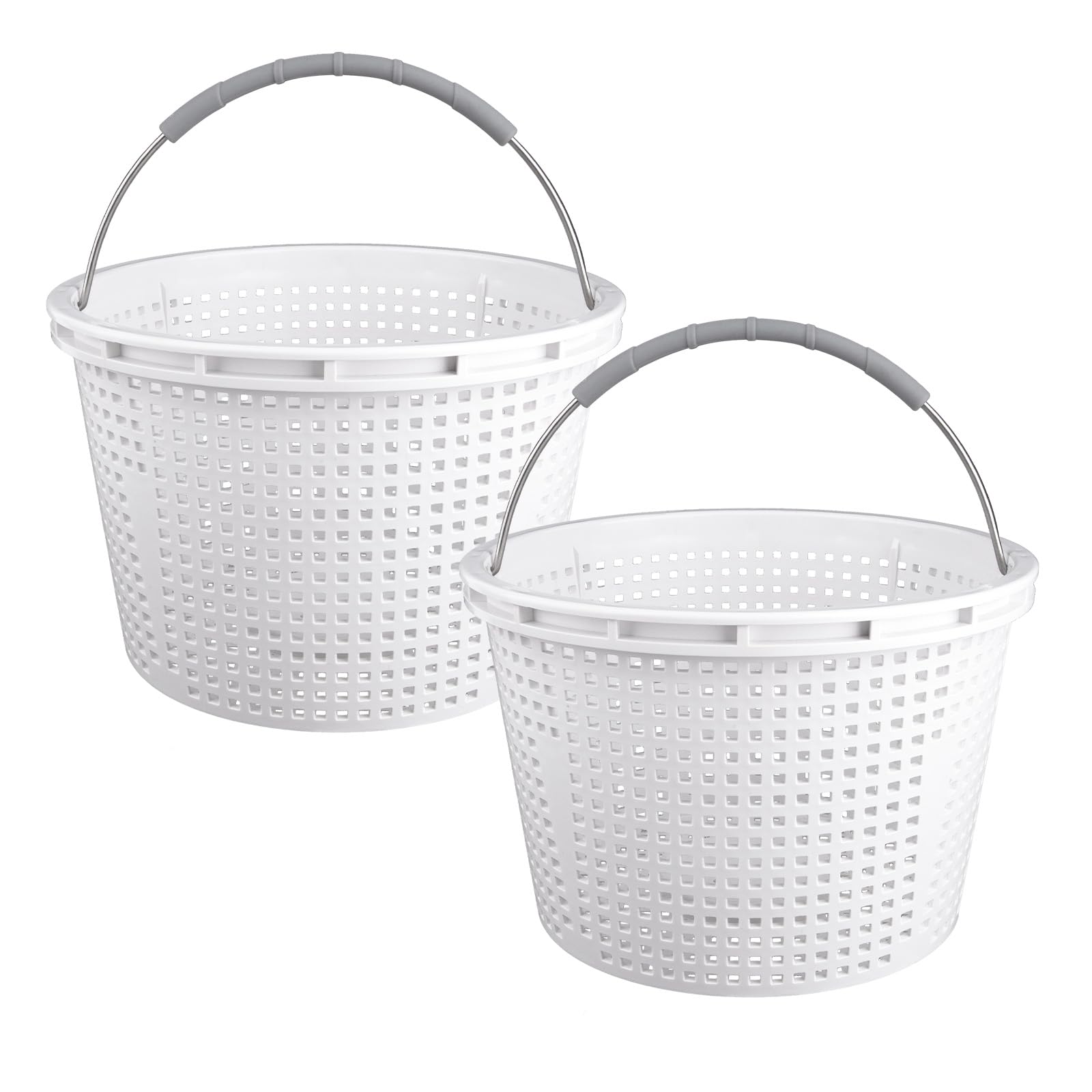 ZTTM 8-inch skimmer basket with white body and stainless handle for easy removal.