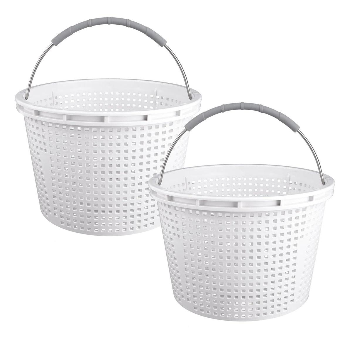 ZTTM 8-inch skimmer basket with white body and stainless handle for easy removal.