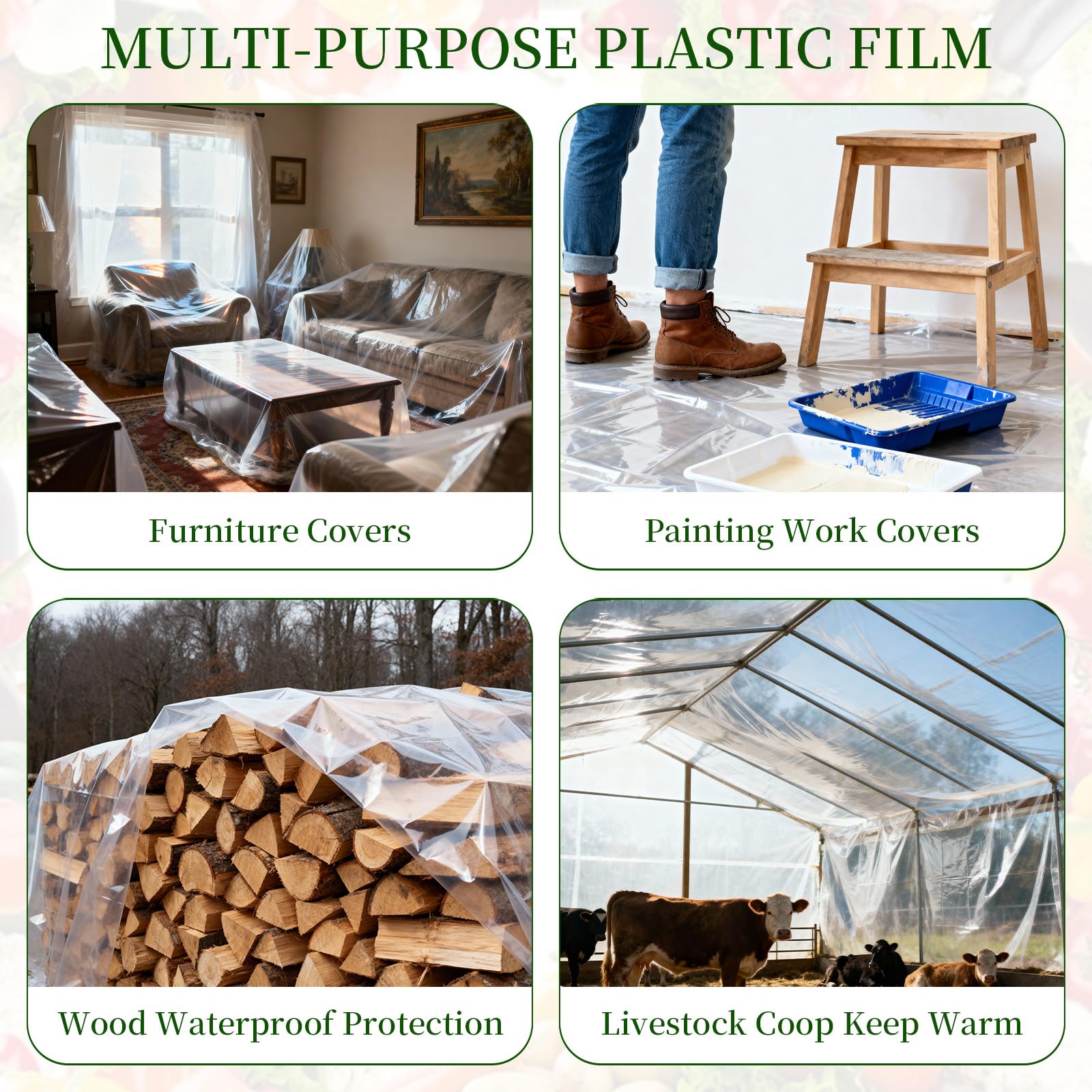 Ztzfacai greenhouse covering: versatile use from gardens to outdoor projects.